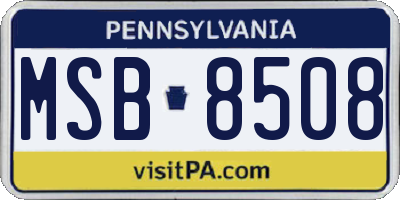 PA license plate MSB8508