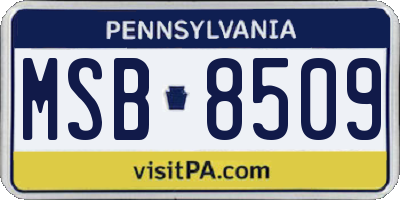 PA license plate MSB8509