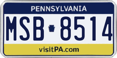 PA license plate MSB8514