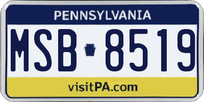 PA license plate MSB8519