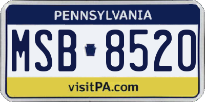PA license plate MSB8520