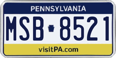 PA license plate MSB8521