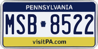 PA license plate MSB8522