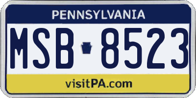 PA license plate MSB8523