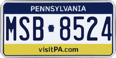 PA license plate MSB8524