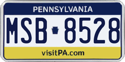 PA license plate MSB8528