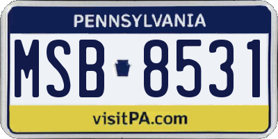 PA license plate MSB8531