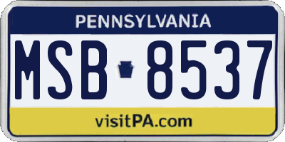 PA license plate MSB8537