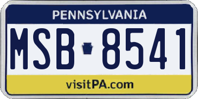 PA license plate MSB8541
