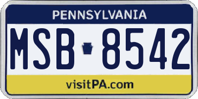 PA license plate MSB8542