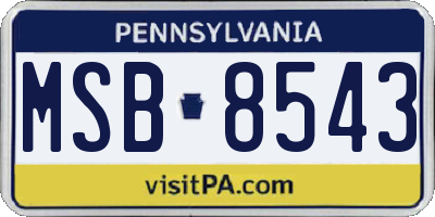 PA license plate MSB8543