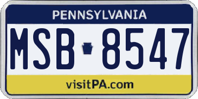 PA license plate MSB8547