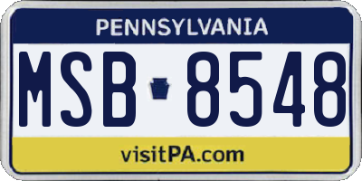 PA license plate MSB8548
