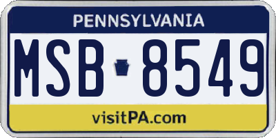PA license plate MSB8549