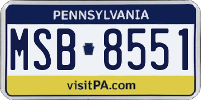 PA license plate MSB8551