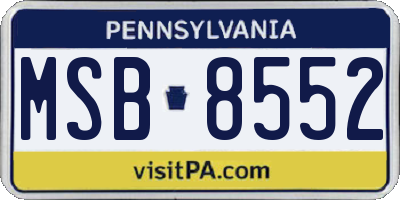 PA license plate MSB8552