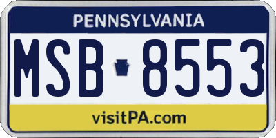 PA license plate MSB8553