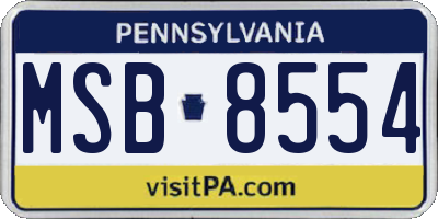 PA license plate MSB8554