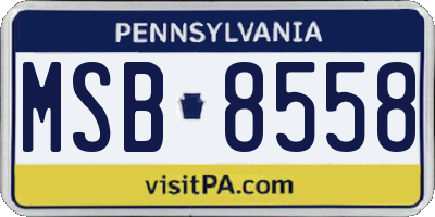PA license plate MSB8558