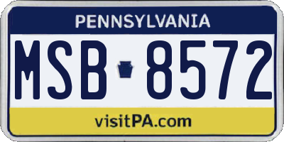PA license plate MSB8572