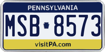 PA license plate MSB8573