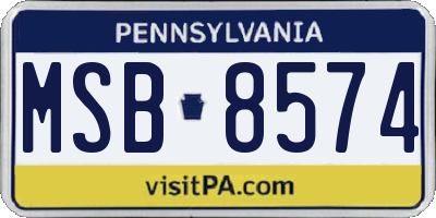 PA license plate MSB8574