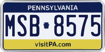 PA license plate MSB8575