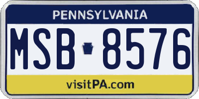 PA license plate MSB8576
