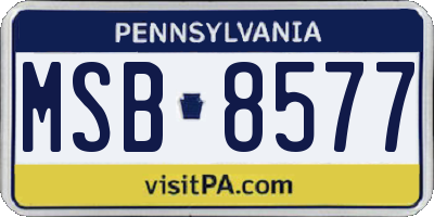 PA license plate MSB8577