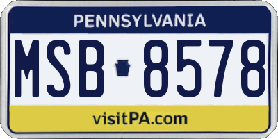 PA license plate MSB8578