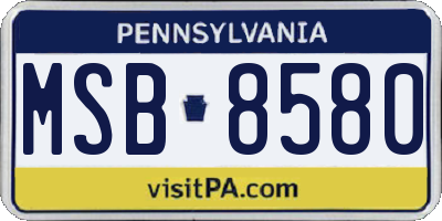 PA license plate MSB8580