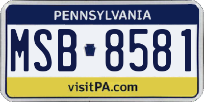 PA license plate MSB8581
