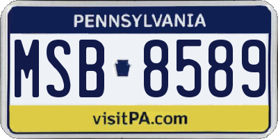 PA license plate MSB8589