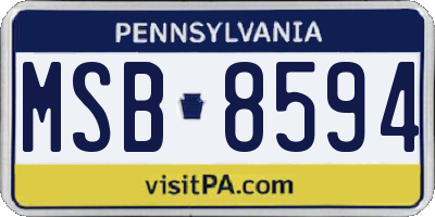 PA license plate MSB8594