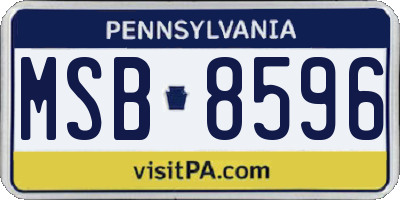 PA license plate MSB8596