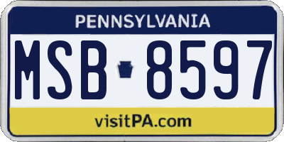 PA license plate MSB8597
