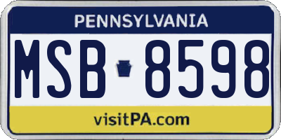 PA license plate MSB8598