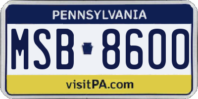 PA license plate MSB8600