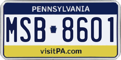 PA license plate MSB8601