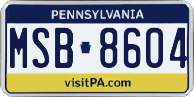 PA license plate MSB8604