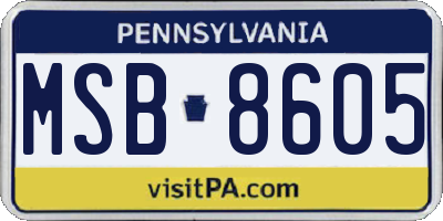 PA license plate MSB8605