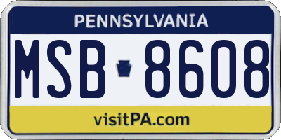 PA license plate MSB8608