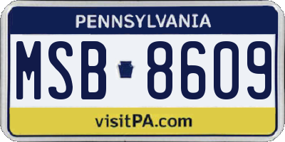 PA license plate MSB8609