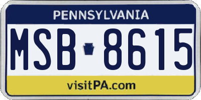 PA license plate MSB8615