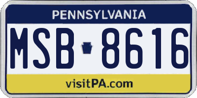 PA license plate MSB8616