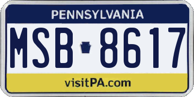 PA license plate MSB8617