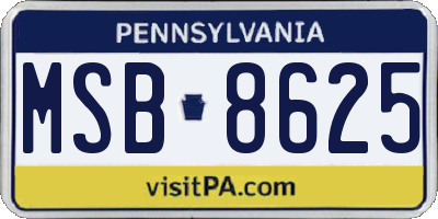 PA license plate MSB8625