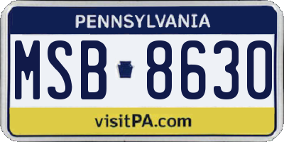 PA license plate MSB8630