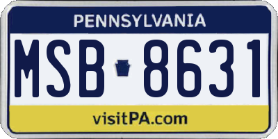 PA license plate MSB8631