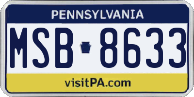 PA license plate MSB8633